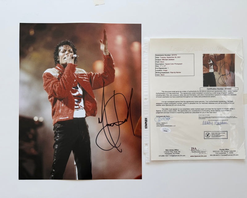 S*a様 貴重　Michael Jackson直筆サイン保証書付き MICHAEL JACKSON Autographed 11x14 inch Photo – The Signature Library
