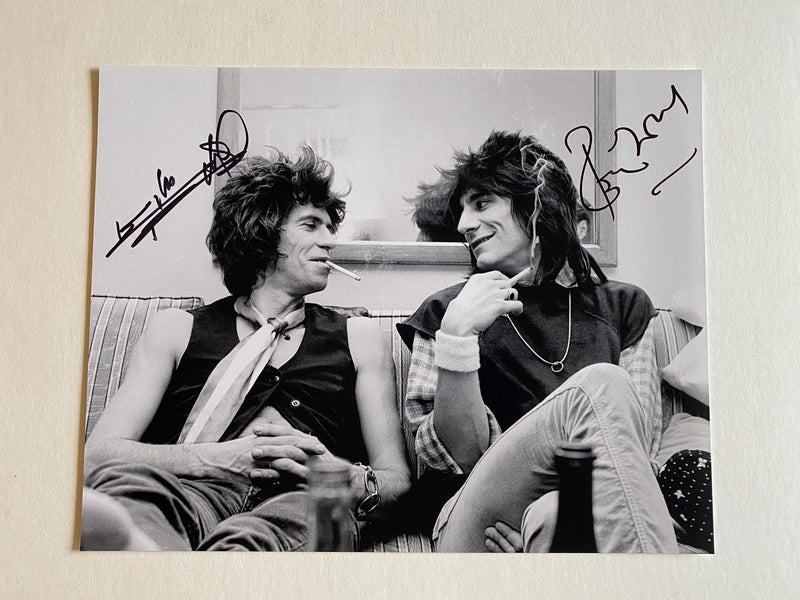 KEITH RICHARD and RONNIE WOOD autographed 11x14 "Rolling Stones" photo