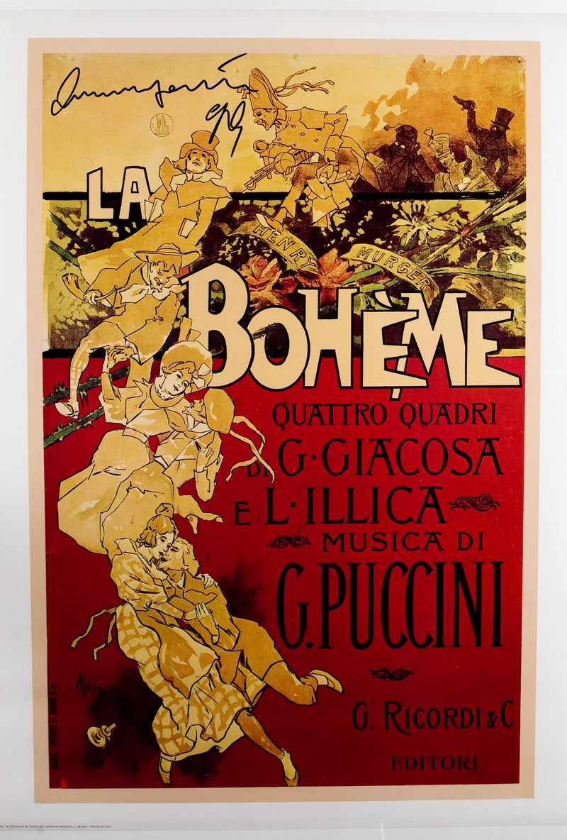 LUCIANO PAVAROTTI autographed La bohème opera poster