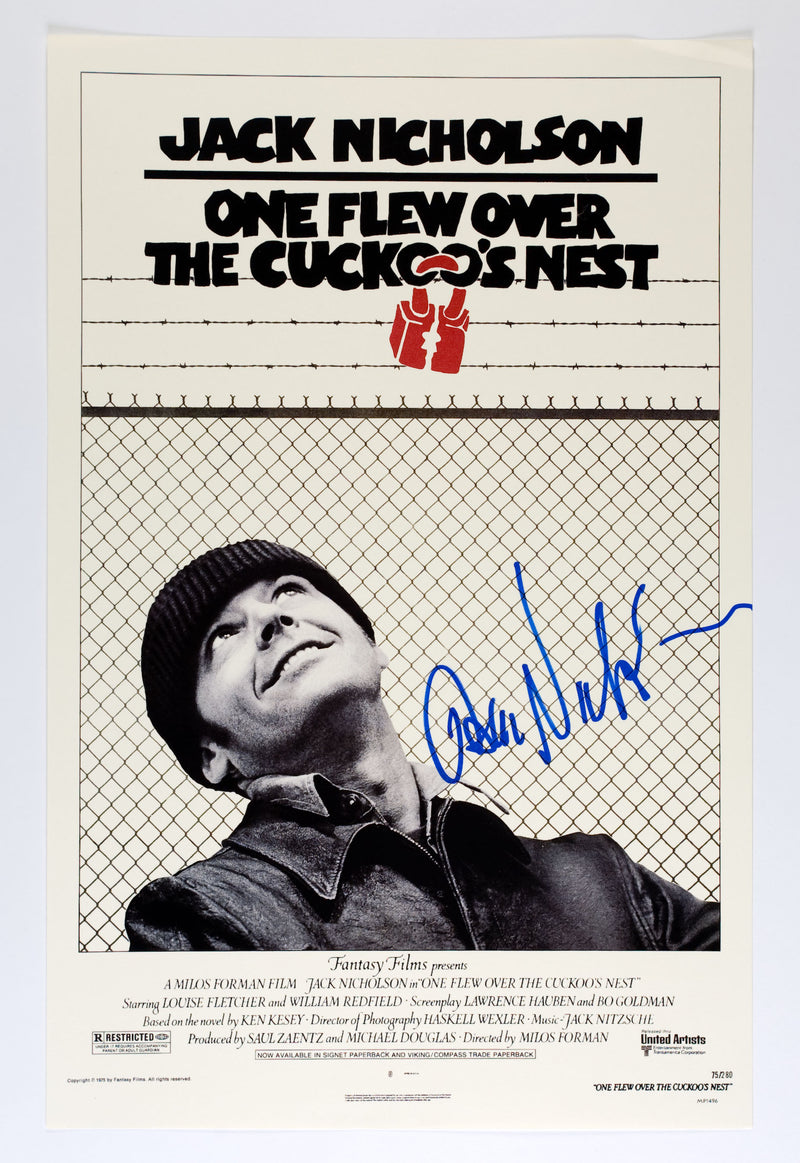 "One Flew Over The Cuckoo's Nest" mini poster autographed by JACK NICHOLSON