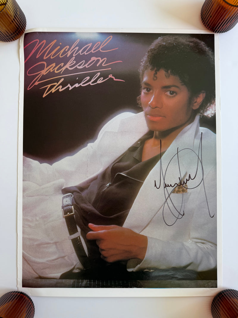 MICHAEL JACKSON Autographed Thriller Album Vintage Door Poster The michael-jackson-autographed-thriller-album-vintage-door-poster-the