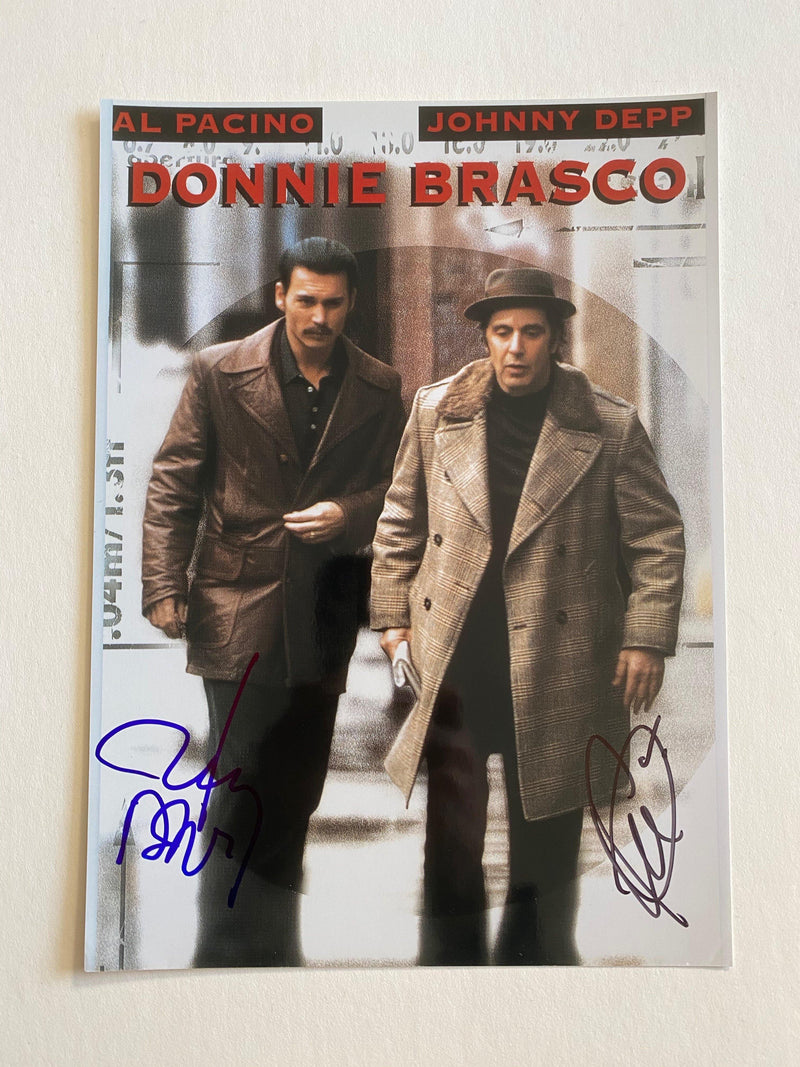AL PACINO and JOHNNY DEPP autographed "Donnie Brasco" 8x12 photo