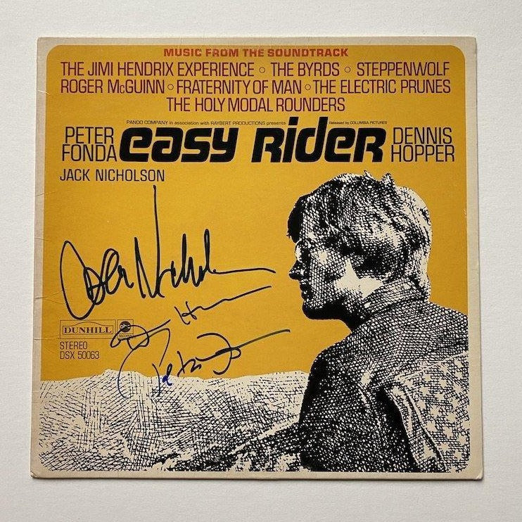 EASY RIDER soundtrack album autographed by NICHOLSON, HOPPER, and FONDA