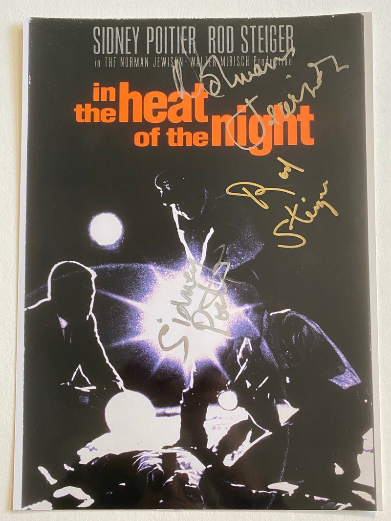 SIDNEY POITIER, ROD STEIGER, and director NORMAN JEWISON autographed "In The Heat Of The Night" 8x12 photo