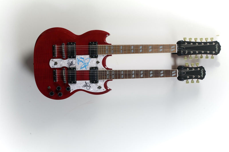 LED ZEPPELIN autographed Epiphone Cherry Double Neck by PLANT, PAGE, and JONES