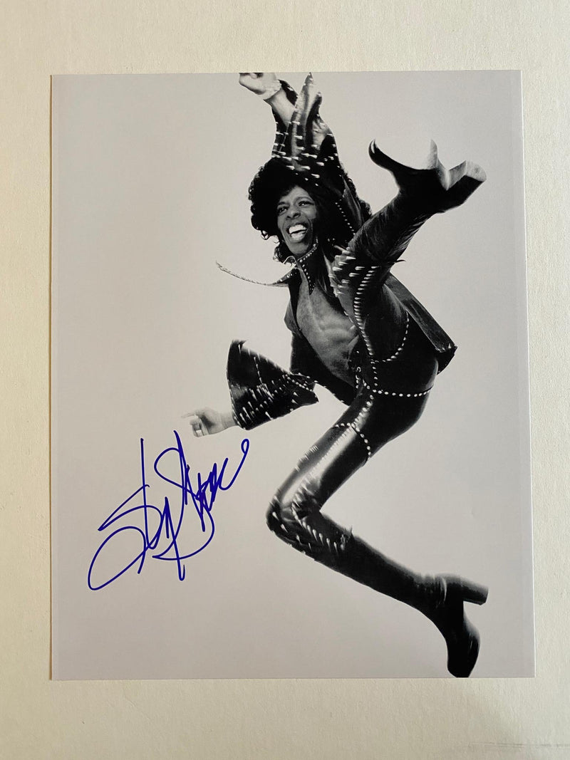 SLY STONE autographed 11x14 "kicking" photo