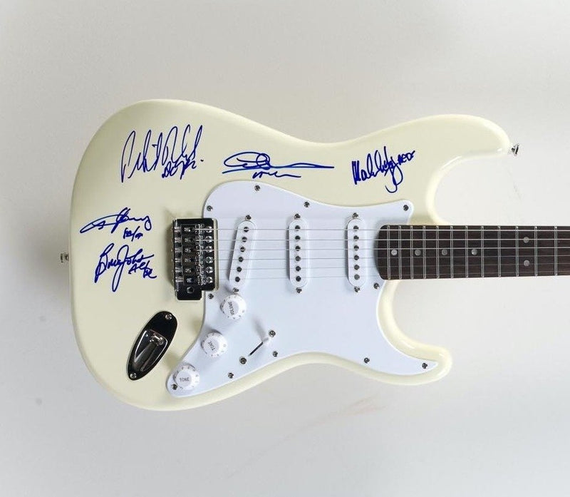 AC/DC autographed white Stratocaster guitar – The Signature Library