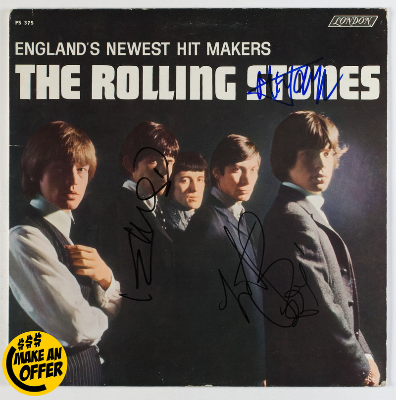 ROLLING STONES autographed DEBUT album by MICK JAGGER, KEITH RICHARDS, and CHARLIE WATTS